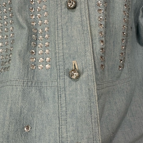 Vintage 80's  Fini Lignarolo Denim and Rhinestone Button Down - Picture 7 of 8